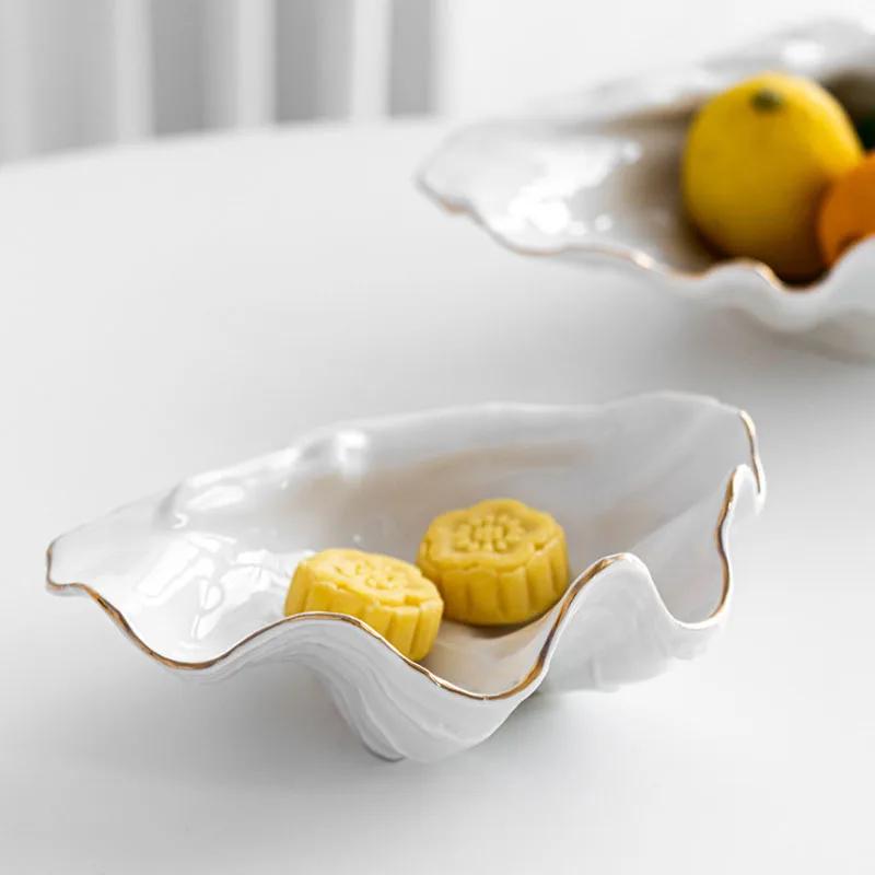 Креативная керамическая тарелка в форме ракушки, обеденное блюдо, поднос для стейка и салата, украшение стола, столовая посуда в виде морской звезды, декор для кухни, гостиной