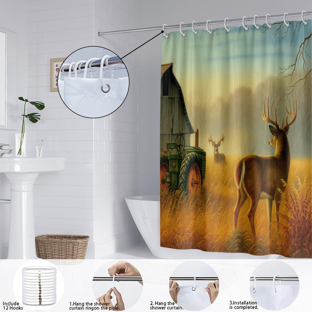1 шт. Водонепроницаемая шторка для душа с принтом фермерского лося, разделительная шторка для ванной комнаты, защита, конфиденциальность, разные размеры, простая установка
