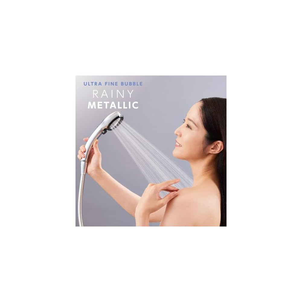 SANEI Ultra Fine Bubble Shower Head, Rainy Metallic, Ultra-Fine Water Flow, Handheld Stop, Water
