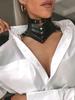 Women's Gothic Punk Black PU Leather Choker Adjustable Necklace Collar Y2K Style Sexy Neck Festival Accessory
