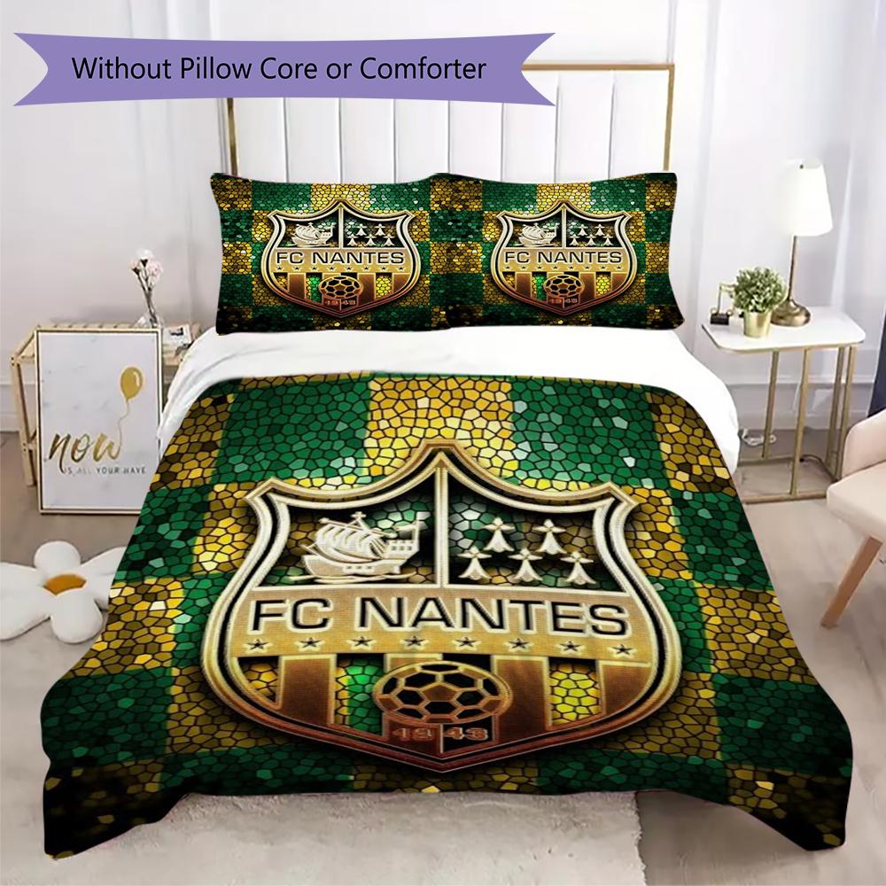 FC Nantes Pattern Bedding uilt Set uilt Cover Pillowcase Home Decoration Birthday Gift (1 * duvet cover + 2 * pillowcase without core)
