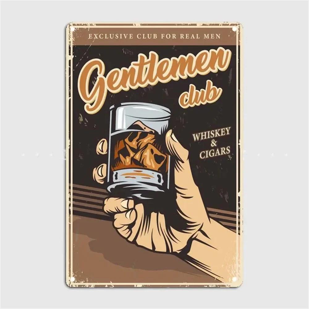 Винтажный постер Виски Сигара Металлическая жестяная табличка Ретро Декоративные тарелки Для Гаража Клуба Мужской пещеры Бара Отеля Кафе Настенный декор