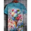 Ice Cream Graphic 3D Printed Tshirt Men Women Fashion Summer Round Neck Short Sleeve Tees Trendy 2025 New Tee Tops
