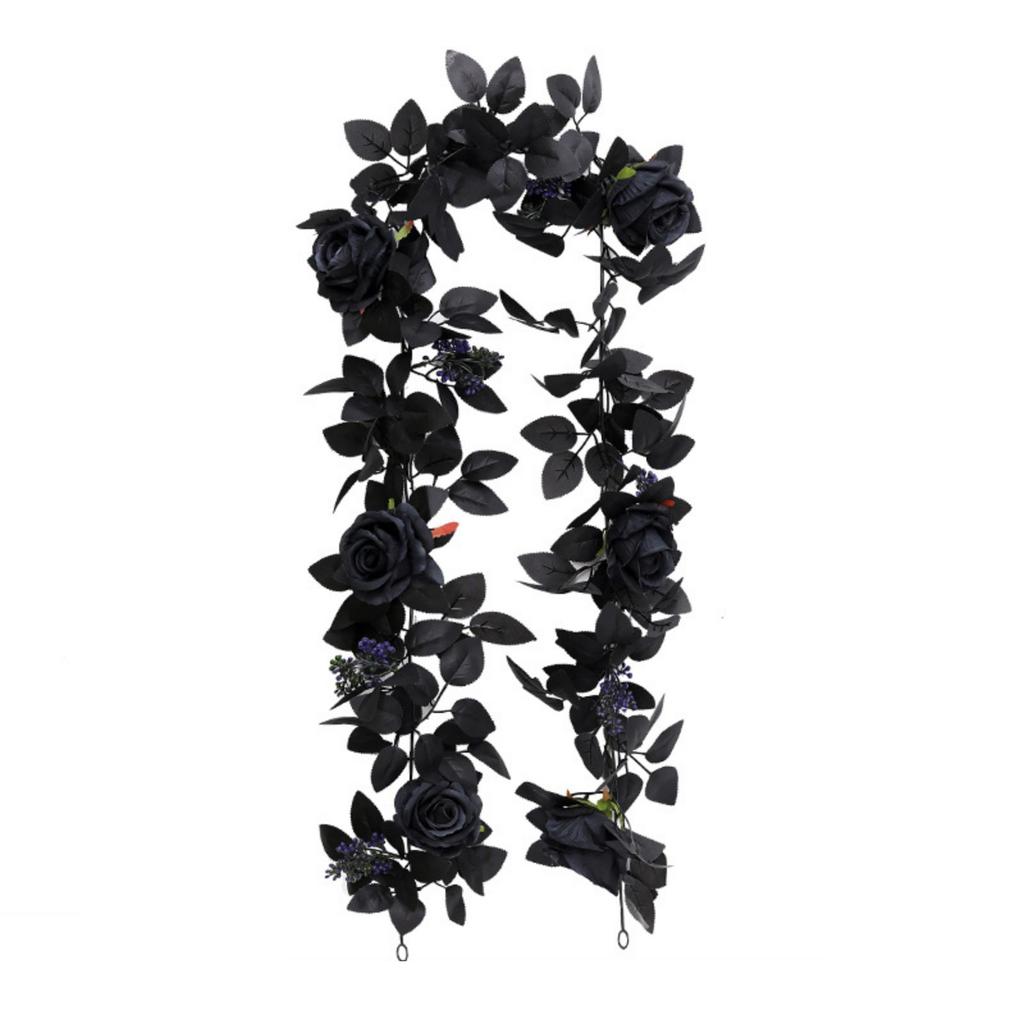 Artificial Rose Leaf Vine Garland Halloween Decorative Wall Hanging Simulation 175cm Realistic Floral Design for Indoor Outdoor Events