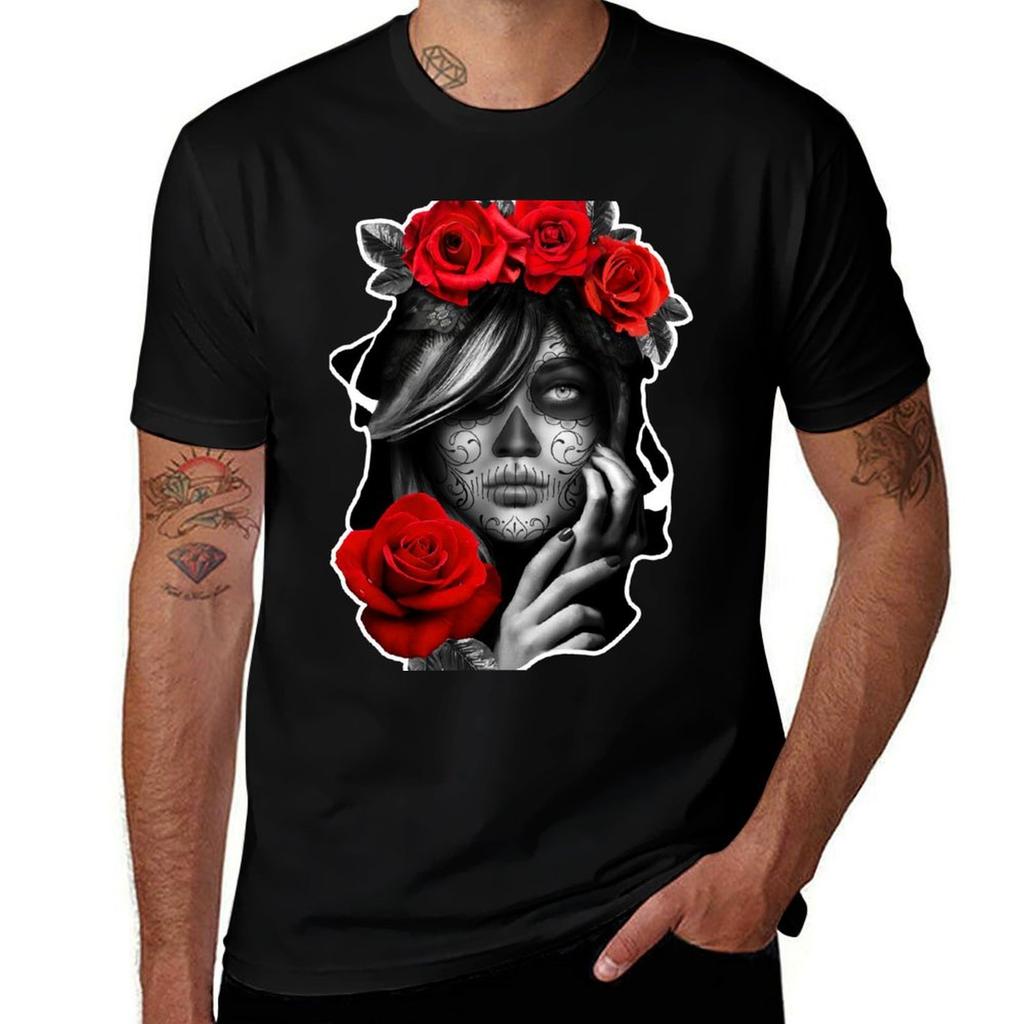 Day Of The Dead Woman TShirt Plus Size Basic Cotton TShirt