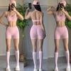 Tank Top with Beautiful Back Design, European and American Style Internet Celebrity Butt-Lifting Shorts, Training Peach Shorts, Fitness Set for Women