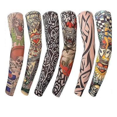 6 шт. Модные нейлоновые поддельные временные тату-рукава, чулки для рук, татуировка на Хэллоуин, мягкие для мужчин и женщин