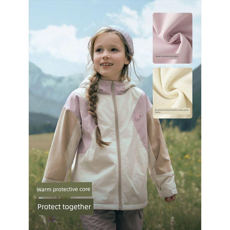 David Bella Kidsren's Fleece Windproof Jacket for Boys and Girls, Three-Proof Jacket, 2026 Winter New Style, Outdoor Kidsren's Clothing for Girls