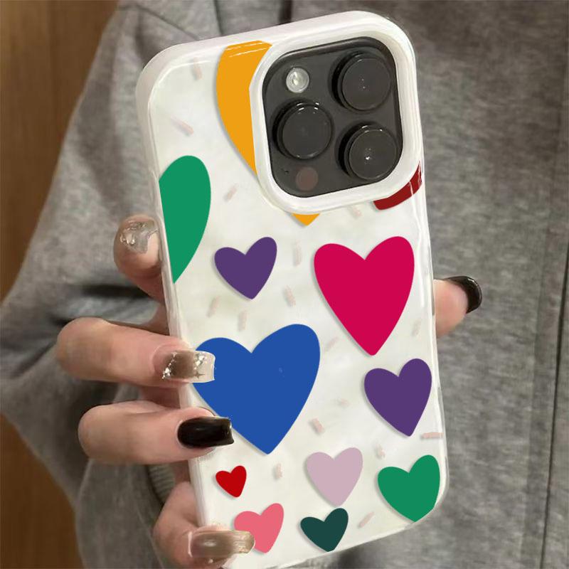 Красочный чехол-сердечко из мягкого ТПУ для iPhone 17Air 16 17 Pro 15 14 13 11 12 Pro Max 15 Plus Модный противоударный чехол