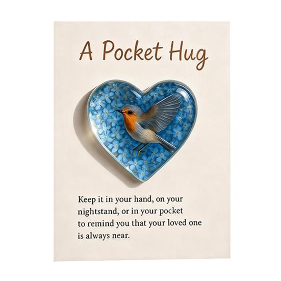 Hummingbird Pocket Hug Token Heart-Shaped Comfort Gift for Loss & Long Distance Sympathy Keepsake with Card Portable Emotional Support