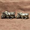 Handmade Pure Copper Cute Rhinoceros Miniatures Figurines Solid Vintage Brass Rhino Ornaments Tea Pets Desktop Decorations Craft
