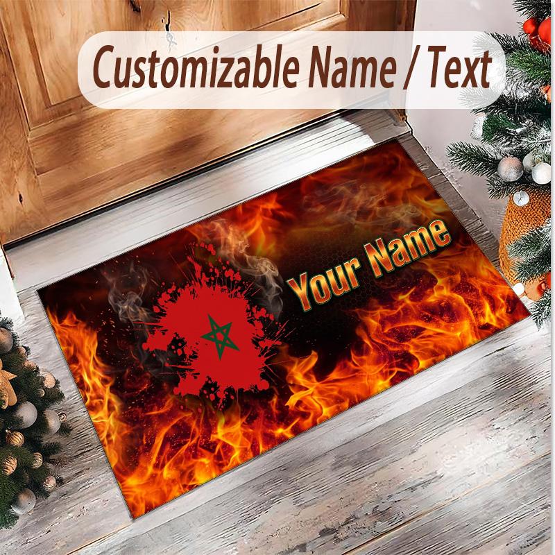 Personalized Crystal Velvet Carpet Morocco Football Pattern Non Slip Floor Rug