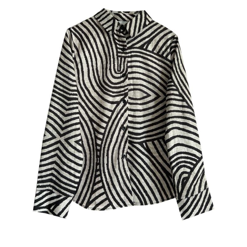 Повседневная свободная рубашка с цветными блоками, женский топ на пуговицах, футболка