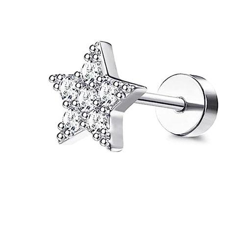 Bobisty 16G Серьги-гвоздики для хряща уха Женские из нержавеющей стали Пирсинг helix Украшения Лист Бабочка Гвоздики с кубическим цирконием