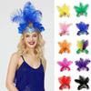 1PC Feather Headpieces Mardi Gras Accessories Sequins Festival Headwear Women Elastic With Rhinestones Headdress Hair Band