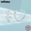 925 Sterling Silver Simple Leaf Hoop Earrings For Women European Party Earring Pendientes Fashion Jewelry Birthday Gift