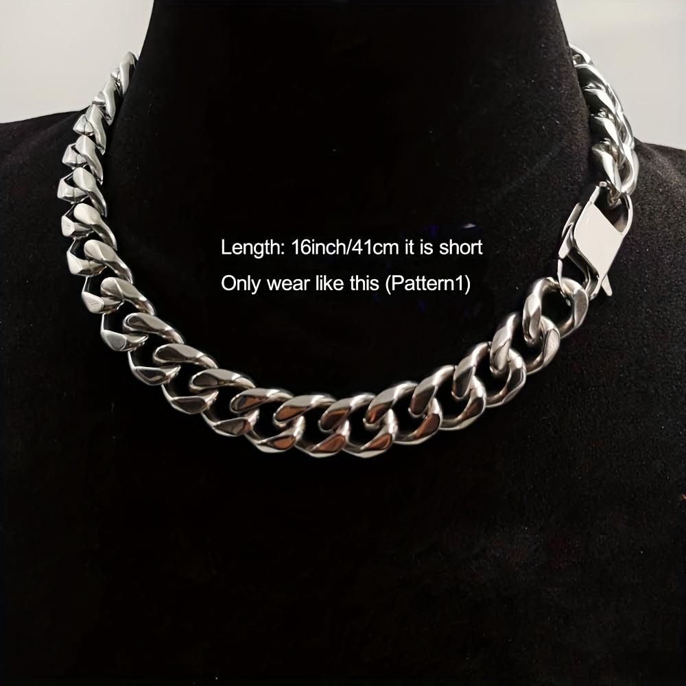 15mm Stainless Steel Silver Cuban Chain Choker Necklace for Men