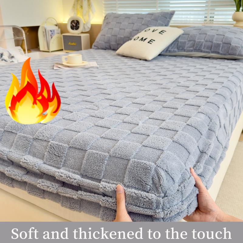 2025 Осенне-зимняя утолщенная простыня из молочного бархата, Цельный мягкий коралловый бархатный наматрасник, Тафтовый протектор для матраса