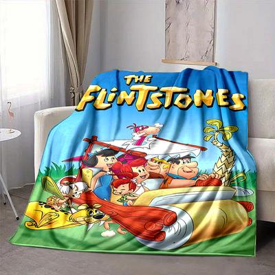 1Pc Flintstones Adventure Cartoon Blanket Soft And Comfortable Casual Warm Camping Travel Christmas Halloween Xmas Gift M929174