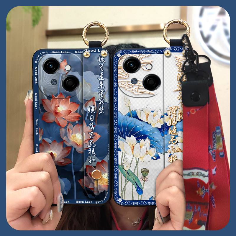 Грязеотталкивающий чехол для телефона с ремешком на запястье для Tecno POP9 4G/Spark GO 1/KL4 Противоударный Пыленепроницаемый Мягкий чехол Прочный ремешок