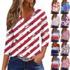 Women's T Shirt Tee Print Button  3/4 SleeveDaily Weekend Fashion Basic V- Neck Regular Top