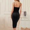(биенсн)Женское сексуальное платье без рукавов на бретелях с рюшами и разрезом для вечеринки, коктейльное платье миди