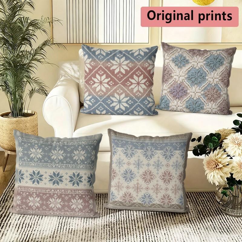 Nordic Snowflake Throw Pillow Covers Pattern Cushion Cover Suitable for Sofa Bedroom Car Pillow Cover