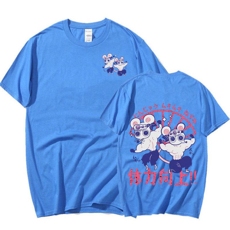 Аниме Demon Slayer Uzui Tengen Mice Muki футболки ниндзя Muscular Mouse Gym футболка с рисунком Мужская женская повседневная хлопковая футболка