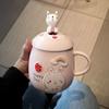 Керамическая кружка с крышкой и ложкой в виде мультяшной панды, чашка для кофе и чая, посуда для напитков, оригинальные кружки для завтрака, персонализированные подарки, милые кружки