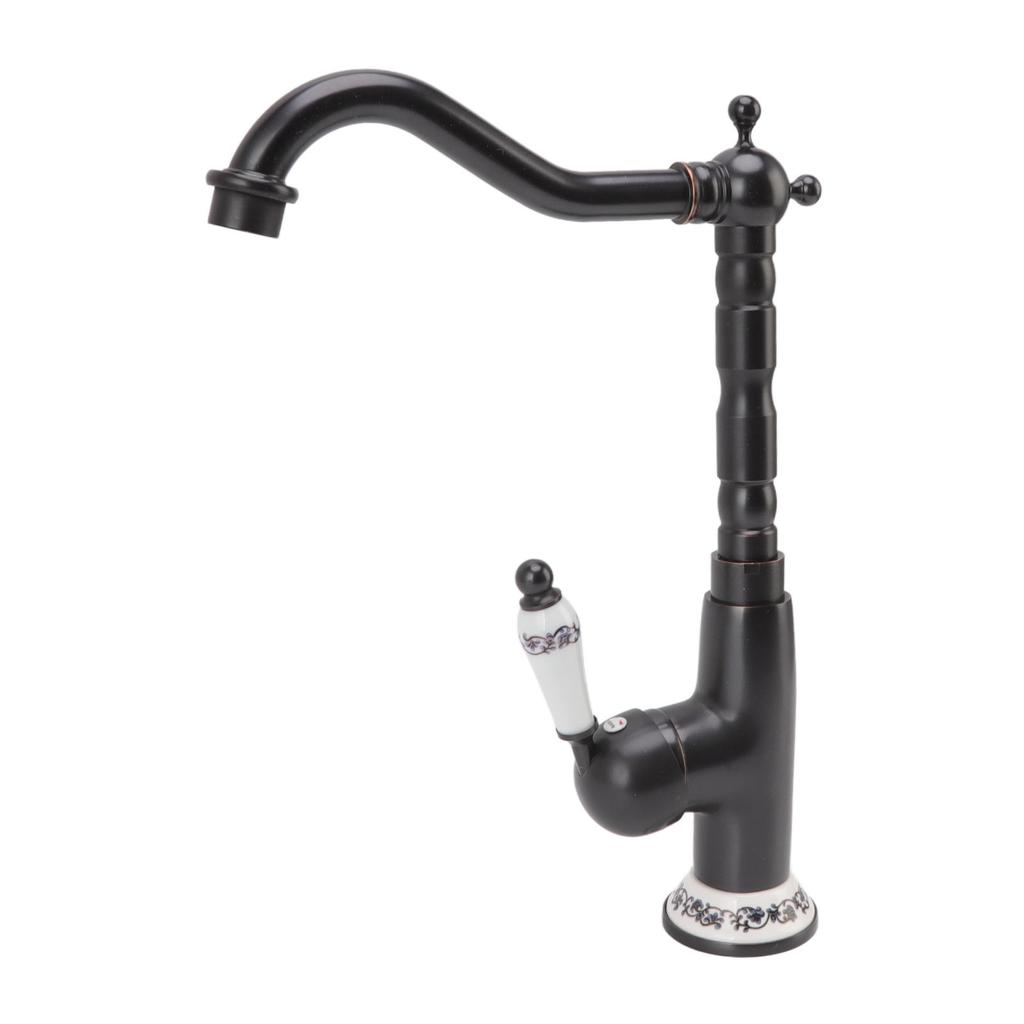 Антикварный кран в стиле ретро, фарфоровый клапан, длинный носик, прочный латунный вращающийся антикварный смеситель для