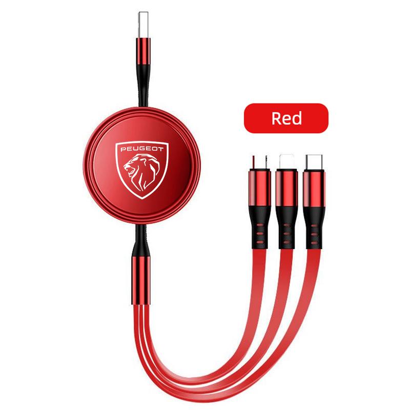 100W USB Charging Cable Type C Micro IOS Charger Cable For Peugeot 408 308 5008 208 2008 3008 Landtrek Rifter 508 301 108 608 f3