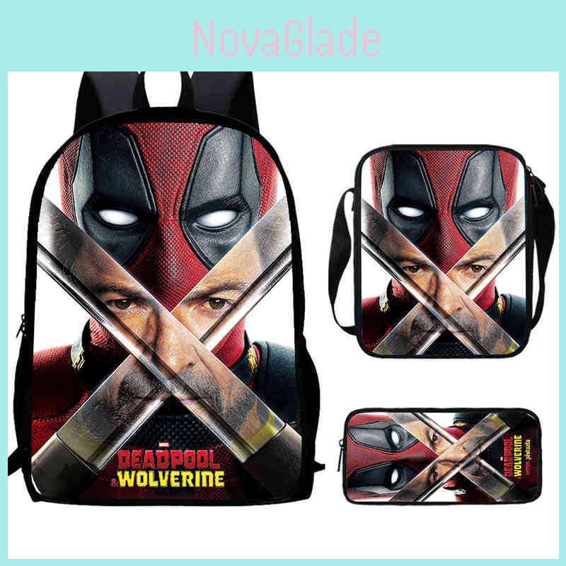 Deadpool Wolverine Student Backpack With Wearresistant Fabric And Adjustable Air Cushion Straps