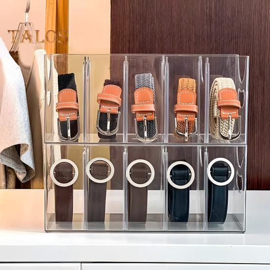 Акриловый ящик для хранения на поясе с несколькими отделениями, прозрачный дизайн, многоцелевой держатель для ремня, настольный органайзер