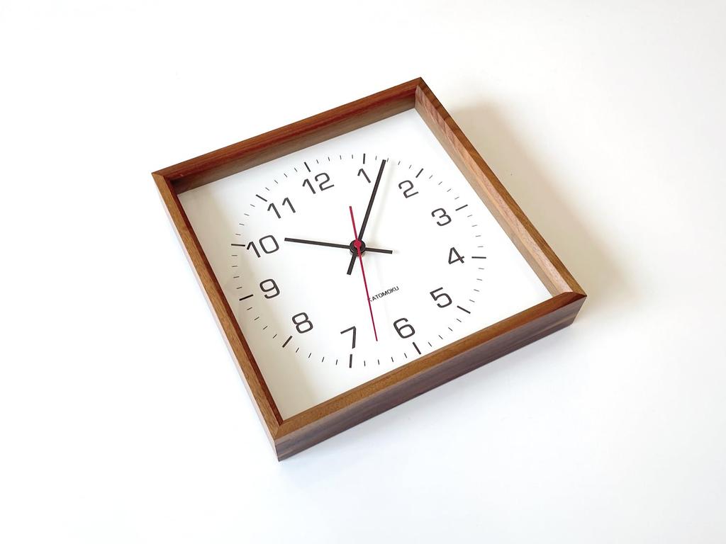 KATOMOKU muku square clock 2, walnut, km-65WA, wall clock with continuous second hand (quartz clock)
