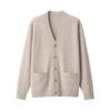 MUJI Washable Wool Size Size Small Men's Mid-Gauge V-Neck Cardigan, Oatmeal, AA0PHA4A, Men's