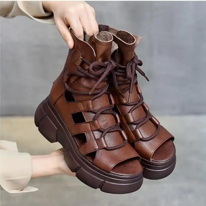 Fashion New Summer Hollowed-out Breathable Thin Roman Sandals Women High-heeled Platform Sandals Wedge Platform Gladiator Shoes