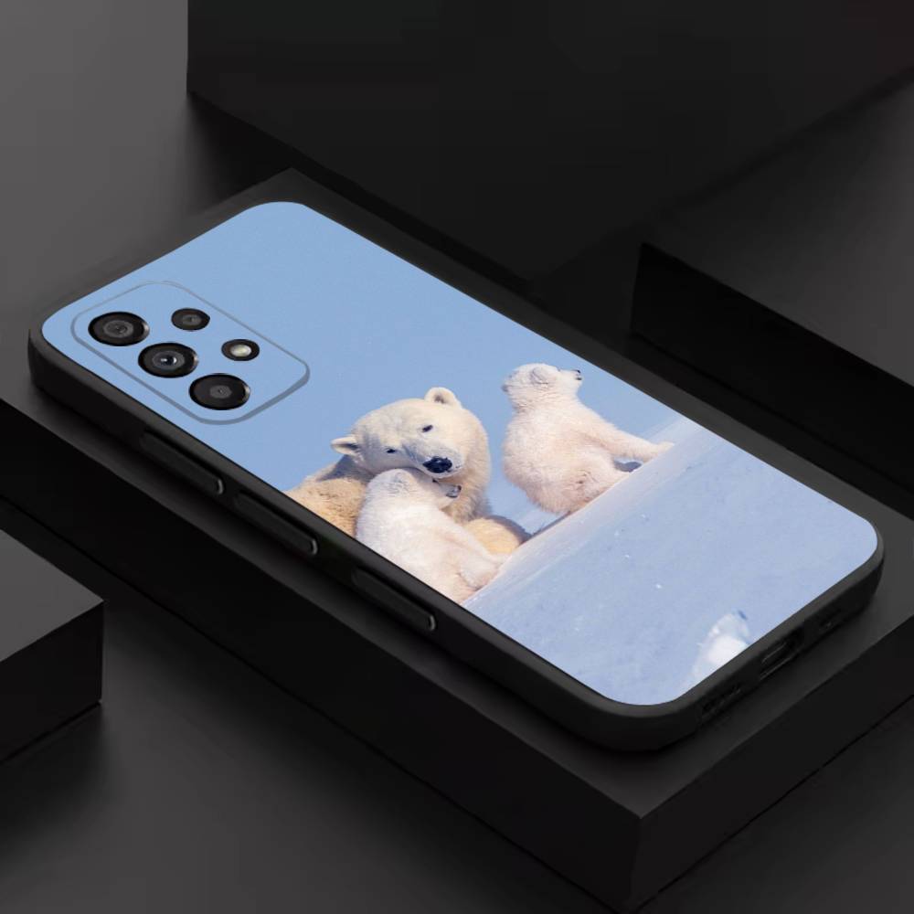 Art Polar Bear Cute For Samsung S 26,25,24,23,22,30,21,10,9,Ultra,Plus,Lite,FE,4,5G Black Soft Case Phone Case
