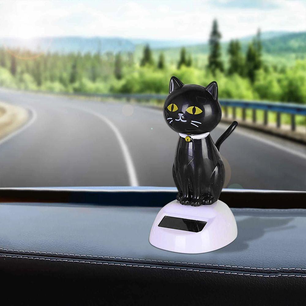 Dashboard Black Ornament Shaking Head Cat Solar Toy Doll Dancing Cat Figure Bobble Head Doll