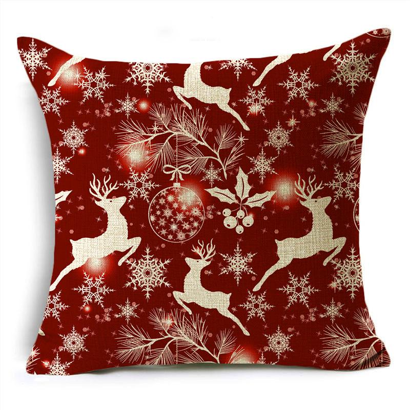 Merry Christmas Throw Pillowcase 40/45/50cm Santa Snowflake Elf Reindeer Red Throw Pillowcase For Sofa Home Decor