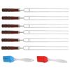 6Pcs Stainless Steel U Shaped Barbecue Fork Skewers with 2Pcs Silicone Baking Oil BBQ Brush