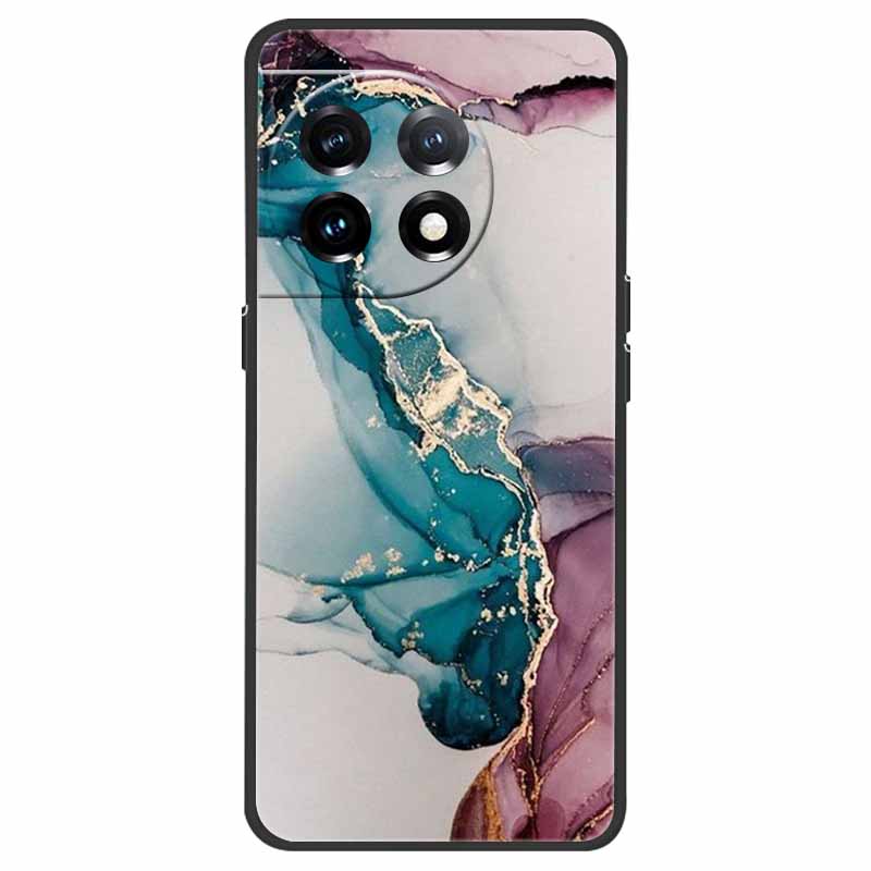 Чехол для OnePlus 11 5G One Plus 11R Цветок Мрамор Черный Бампер Мягкий ТПУ Силиконовый Чехол для OnePlus 11 / 11R 5G Чехлы для Телефонов Capas