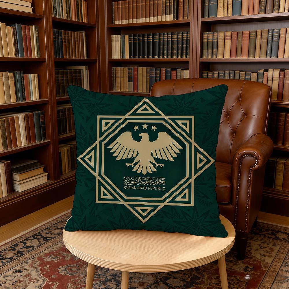 Flag Logo Eagle Syrian New 2025 cushion cover Home Office Birthday Anniversary Gifts Soft Skin Friendly Cushion Cover
