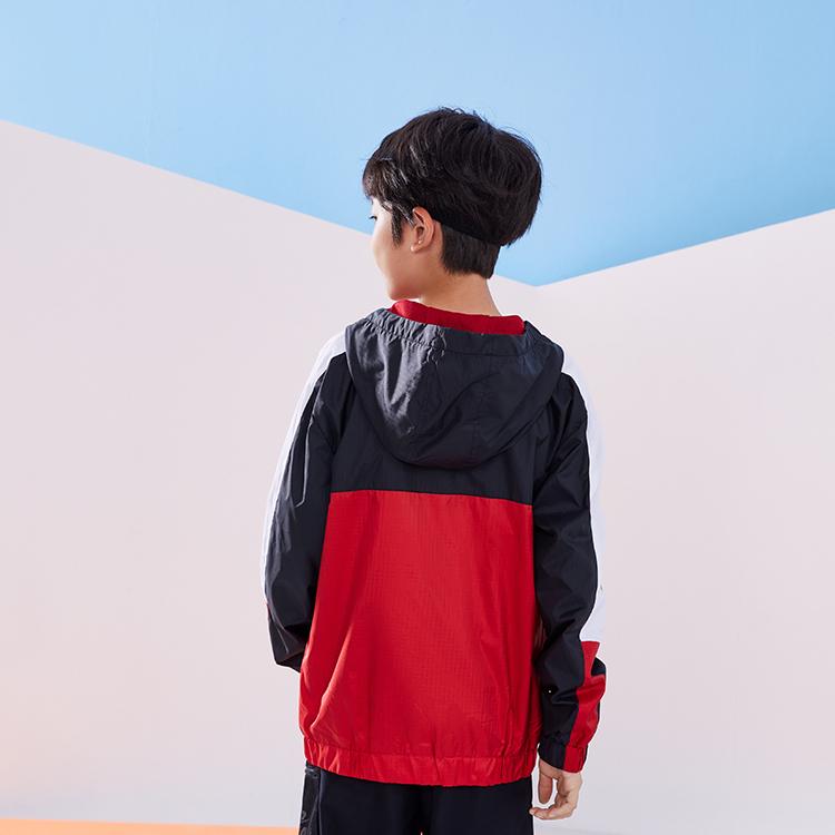 Jordan Colorblock Logo Print Casual Hooded Jacket Kids Jackets Black JD2212015GS-002