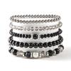 Mother's Day Gift Stylish Simple Crystal Beaded Elastic Bracelet Set Multi-layer Stacked Pearl Bracelet 1-piece Set