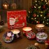 Christmas Scented Candle Gift Set, 4 Tin Candles with Plant-Based Soy and Natural Dried Flower Decor,