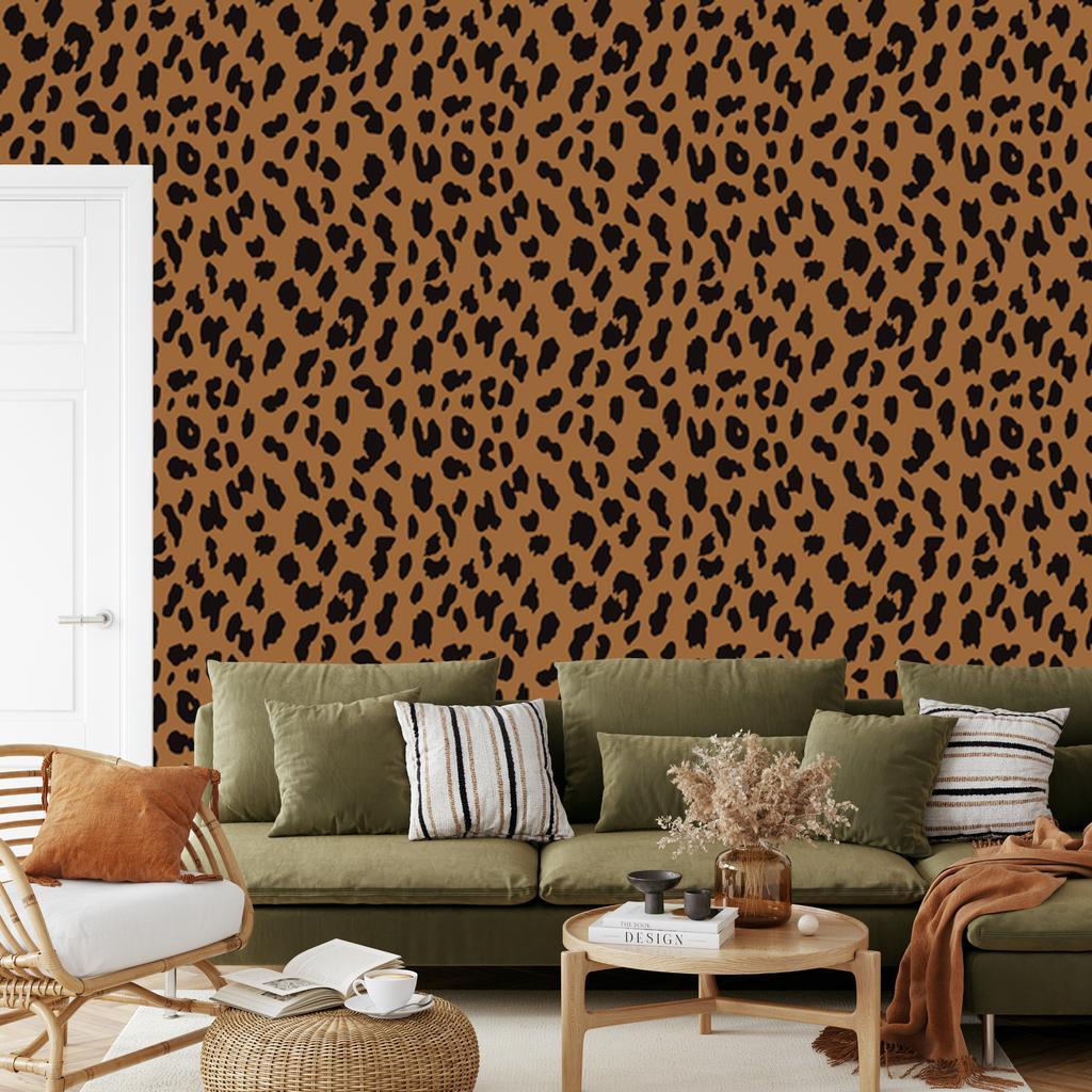 Animal Skin Wallpaper Rust, Gold and Orange 50x1000