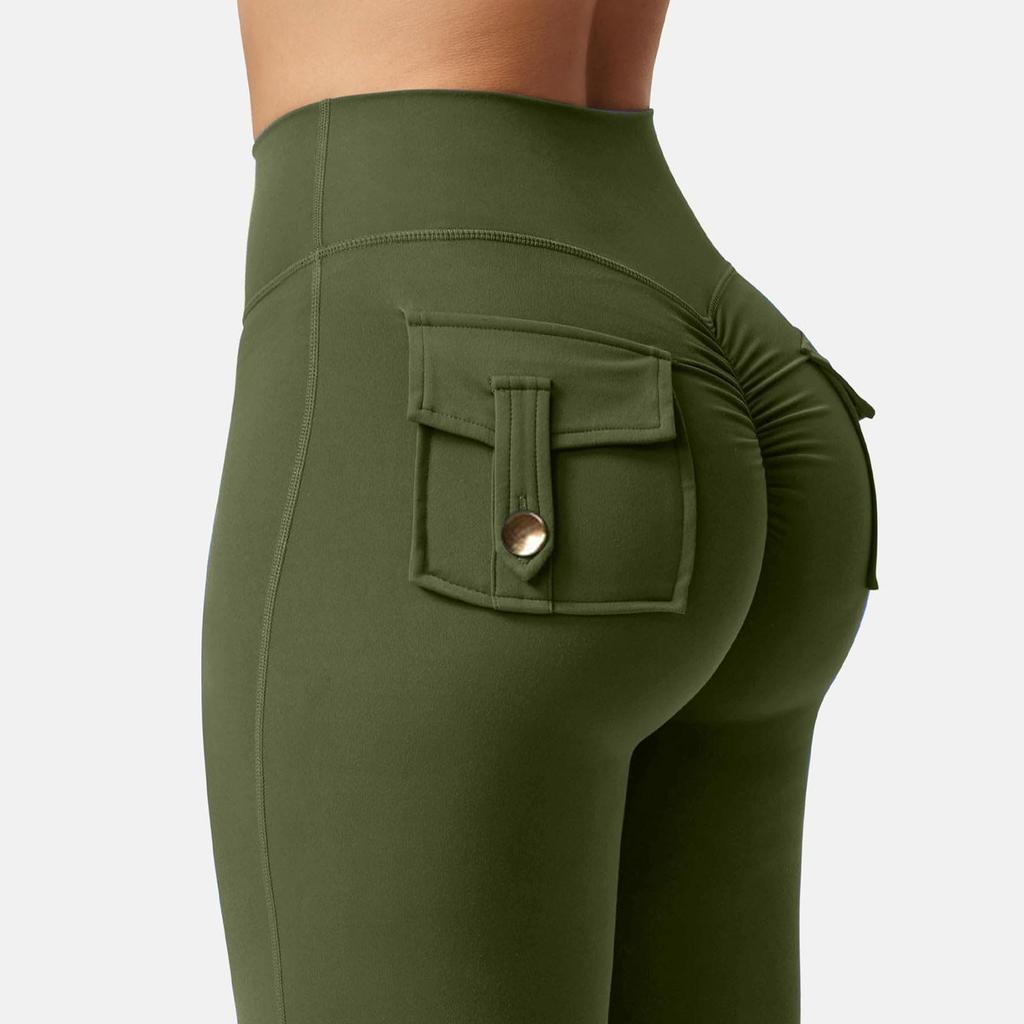 Женские однотонные повседневные брюки с высокой талией и карманами