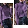 Осень 2022, женский свитер, шерстяной вязаный пуловер, базовые модные топы, футболки, водолазка с длинным рукавом, повседневная фиолетовая