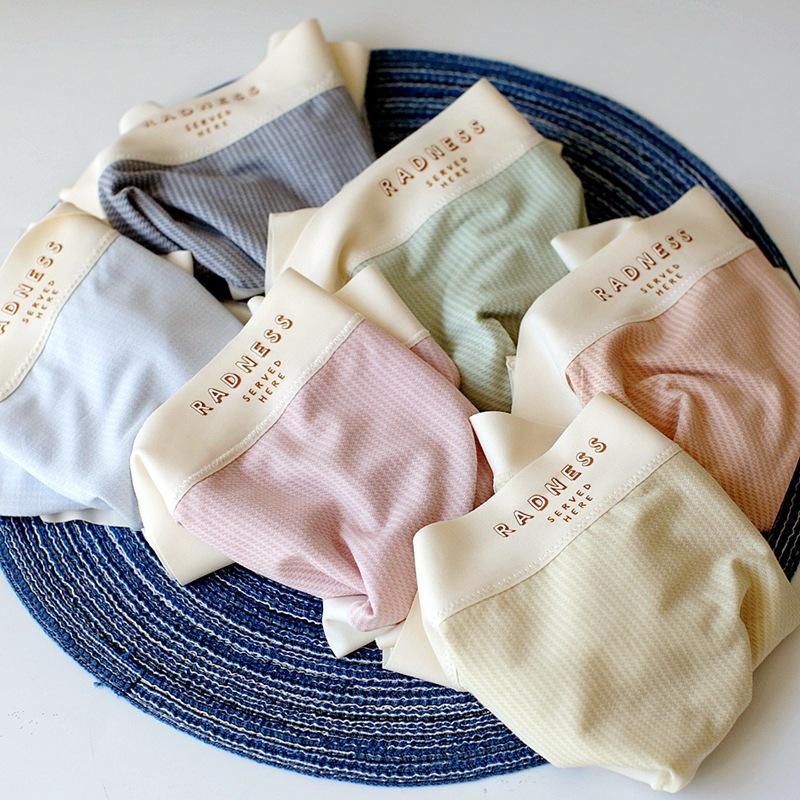 Soft Underwear High Elasticity Plus Size Panty Women's Mid-waist Comfortable Panties Package Hip Breathable Striped Bottoms