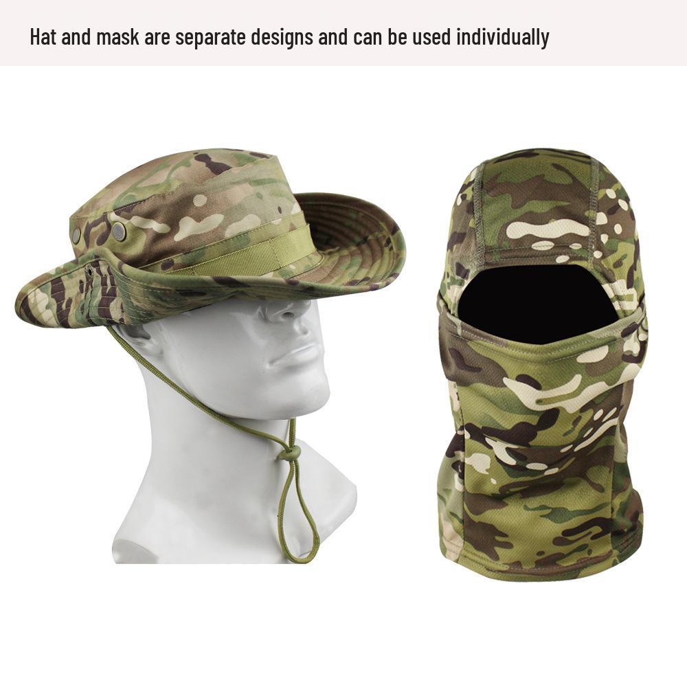 Camouflage Round Brim Hat & Balaclava Set: Sun Protection for Summer Mountain Climbing